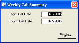 Define Date Range for Weekly Call Summary Report