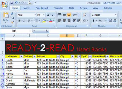 Data Filtered to Display NC State Records