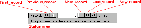 Status area - form record