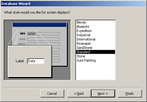 Database Wizard - Screen 3