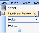 View and Page Break Preview Menu Selections