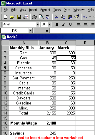 Need to insert column into worksheet