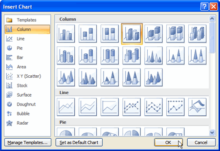 Insert Chart Dialog Box