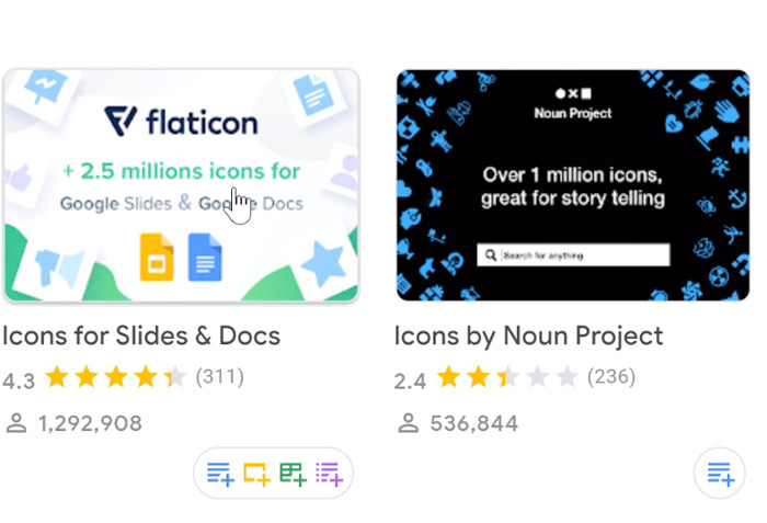 clicking icons for slides and docs