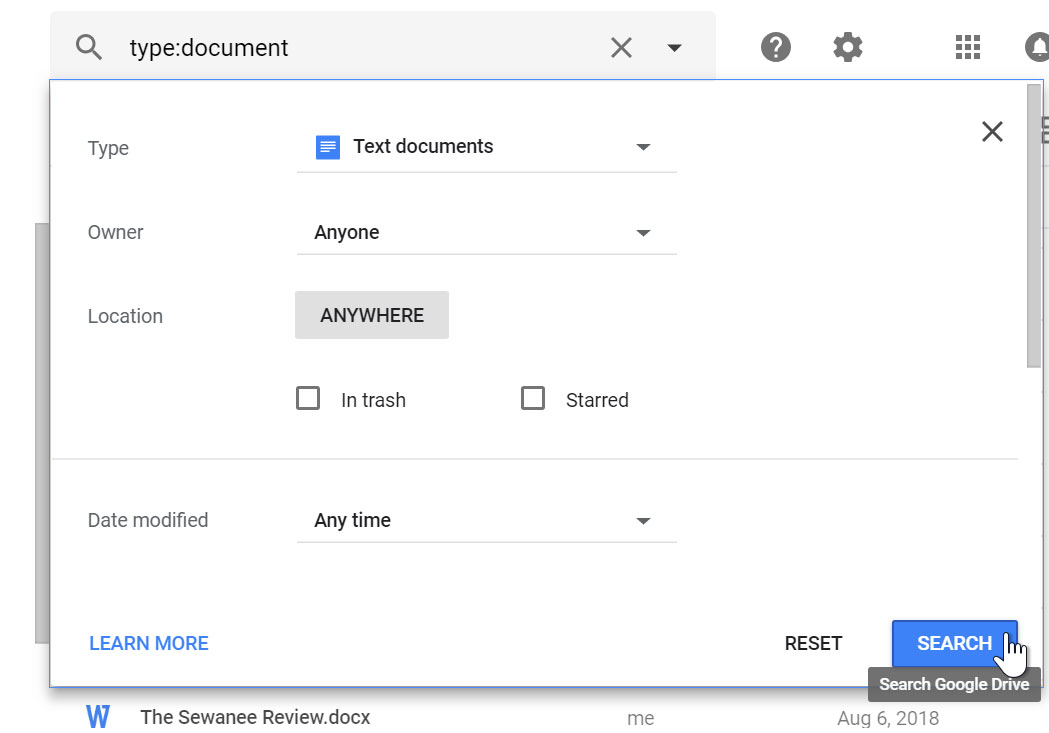 Search type documents. 