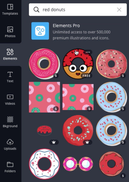 screenshot of "red donuts" images search results