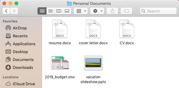 screenshot of a folder's contents