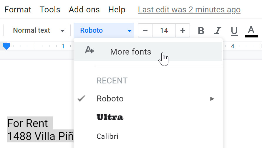 viewing more fonts