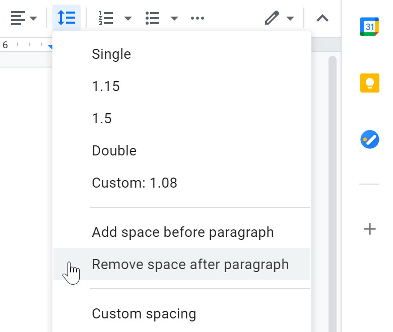 removing space after paragraph