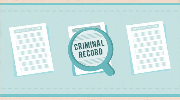 A magnifying glass over a document that reads "Criminal Record."