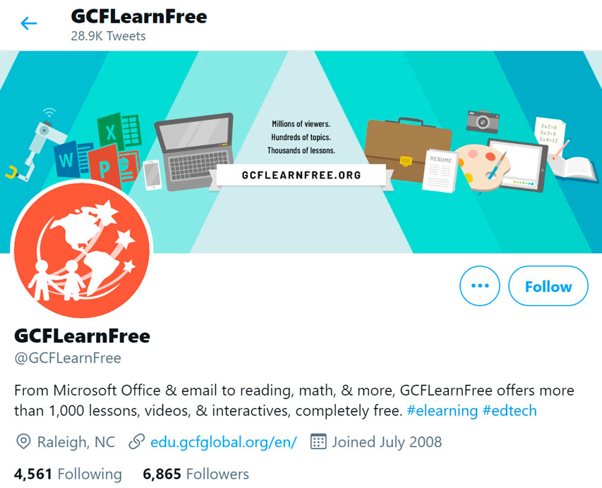 GCFLearnFree.org Twitter page