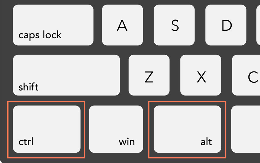 ctrl and alt keys on a PC keyboard
