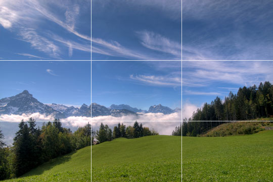 Using the rule of thirds to compose the photo