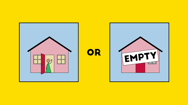 illustration showing the false dilemma of either Ethan being home or his home being empty