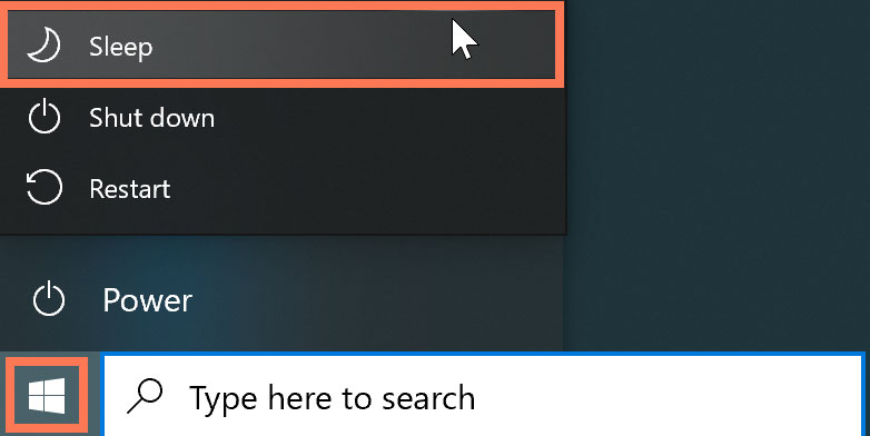 Sleep mode in Windows 10