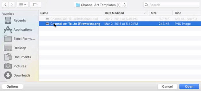 screenshot of YouTube template file in file manager