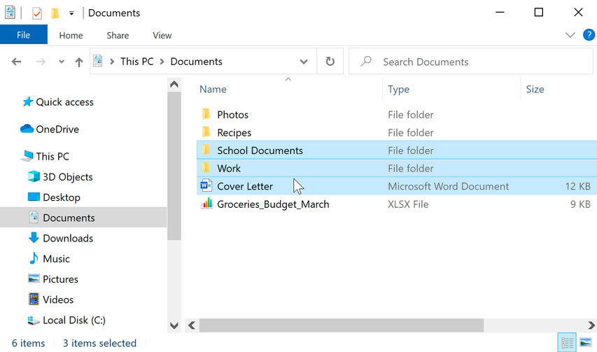 selecting a group of files