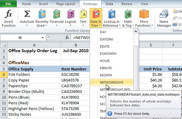 Function Library Date & Time category 