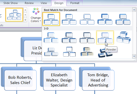 Selecting a SmartArt Style