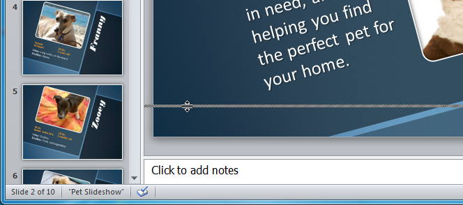 Adjusting the Notes pane