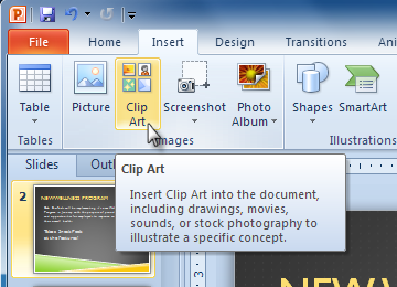 The Clip Art command