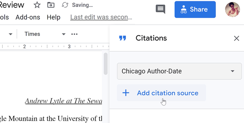 clicking add citation source button