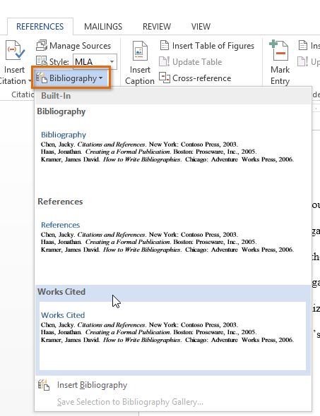 Screenshot of Microsoft Word