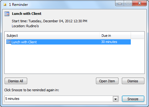 Screenshot of Microsoft Outlook 2010