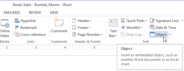 Screenshot of Word 2013