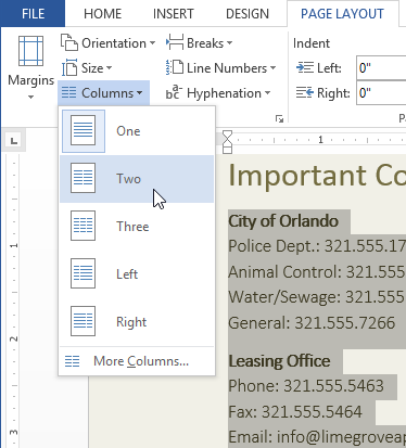 Screenshot of Word 2013