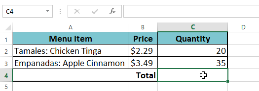 Screenshot of Excel 2013