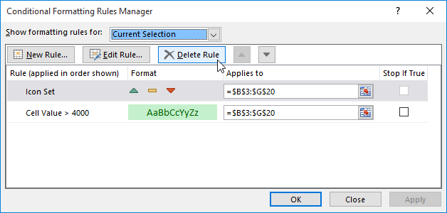 The Conditional Formatting Rules Manager