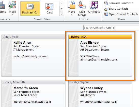 Screenshot of Microsoft Outlook 2010