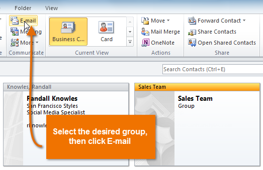 Screenshot of Microsoft Outlook 2010