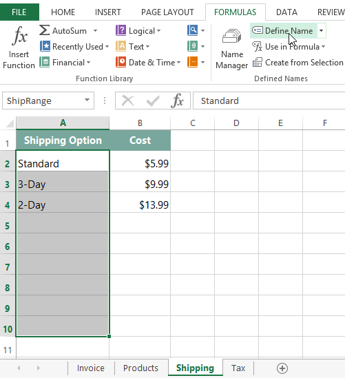 screenshot of excel 2013