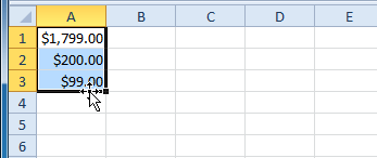 Positioning the mouse to drag and drop cells