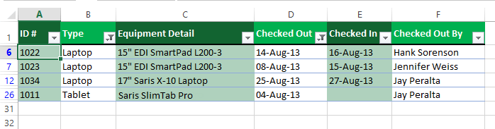 Screenshot of Excel 2013