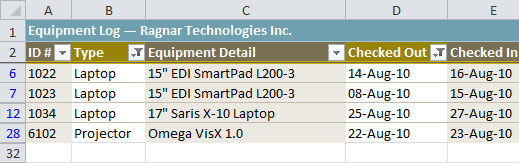 Worksheet with two filters