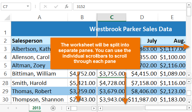 Screenshot of Excel 2013