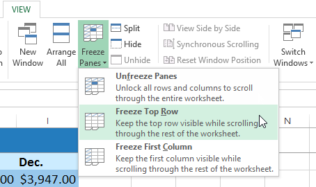 Screenshot of Excel 2013