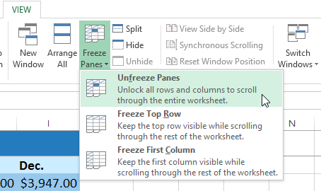 Screenshot of Excel 2013