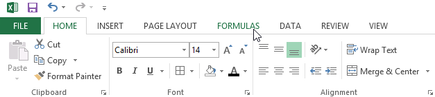 Screenshot of Excel 2013