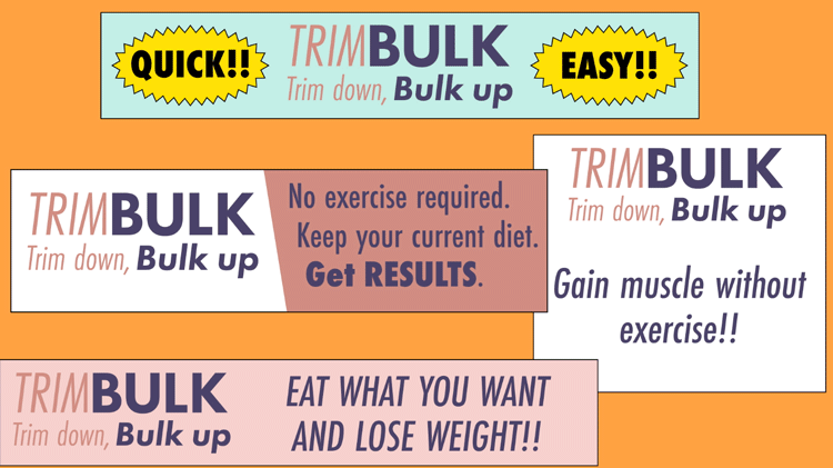 illustration of advertisements showcasing the benefits of TrimBulk