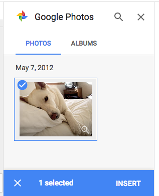 using Google Photos to insert an image