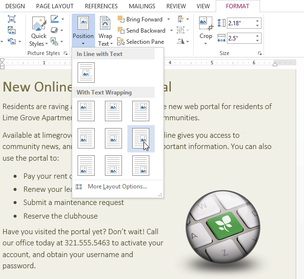 Screenshot of Word 2013