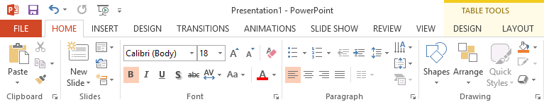 Screenshot of PowerPoint 2013