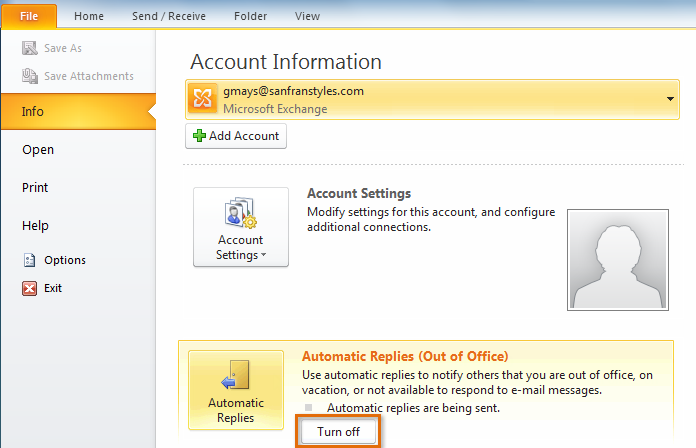 Screenshot of Microsoft Outlook 2010