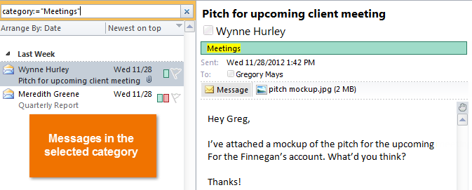 Screenshot of Microsoft Outlook 2010