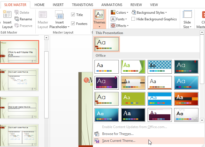 Screenshot of PowerPoint 2013