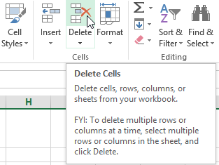 Screenshot of Excel 2013